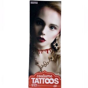 🎃 SAVVI: Halloween Costume Face/Body Tattoos- Disturbed Princess:  12 Count NIP